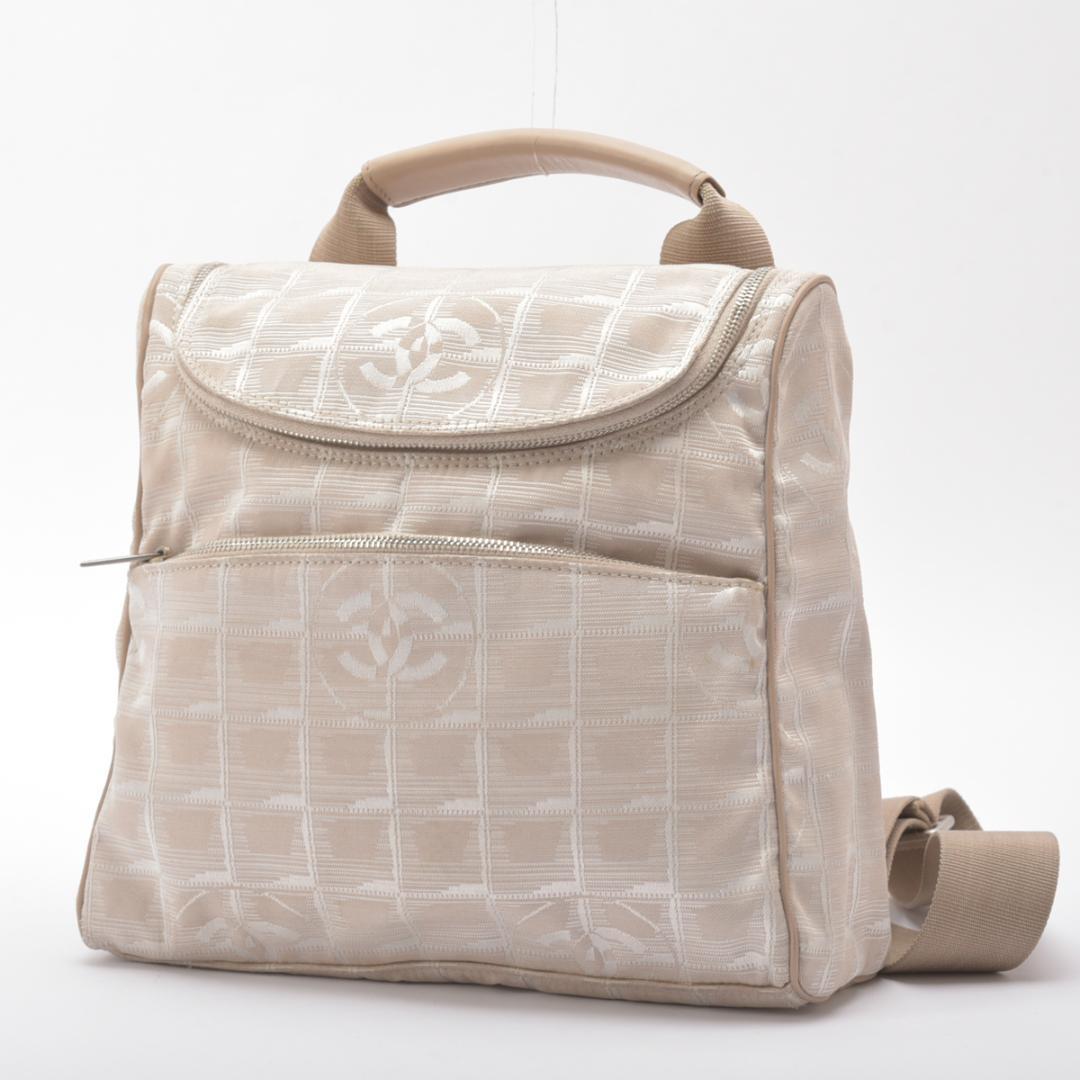 美品◇シャネル ニュートラベルラインリュックサックココマークジャガード ベージュ