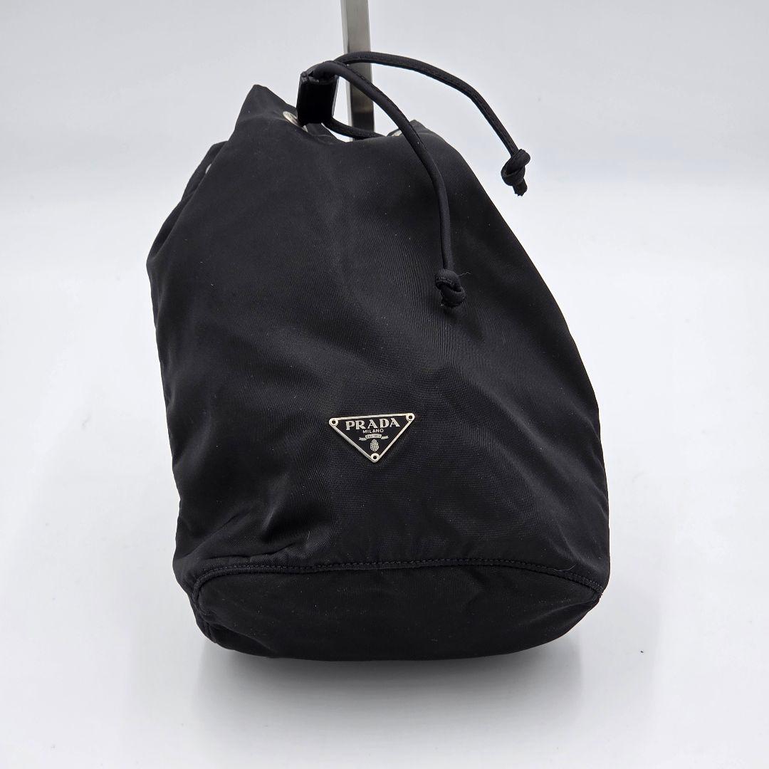 【美品】 PRADA プラダ テスートナイロン 巾着ポーチ ミニバッグ 黒