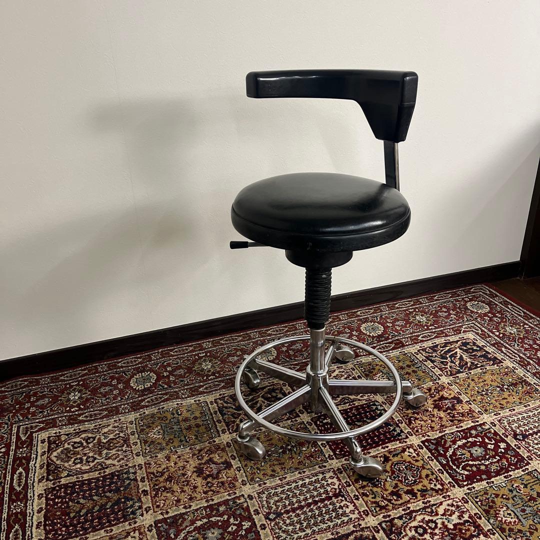 ビンテージ古家具◼︎ガス圧昇降式 ドクターチェア ドクタースツール 丸椅子 丸イス