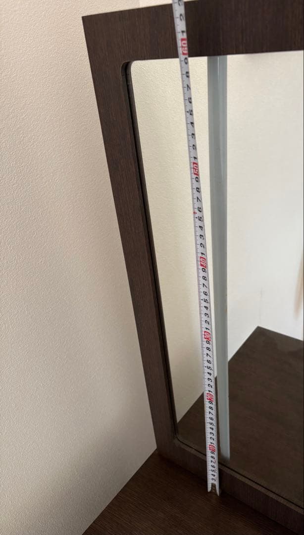 ダークブラウン ドレッサー・鏡台 引き出し付き 板文家具 ドレッサー