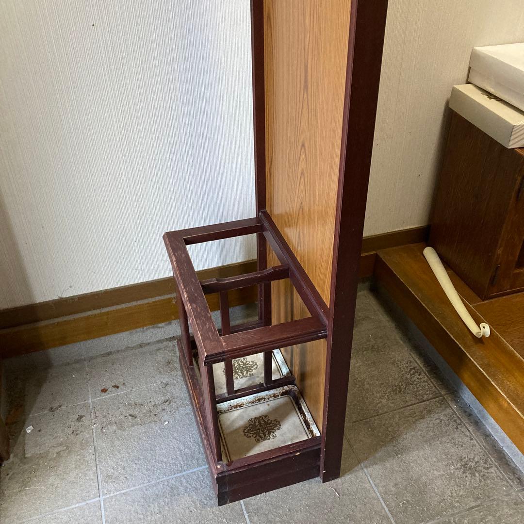 木製傘立て ミラー付き 昭和レトロ