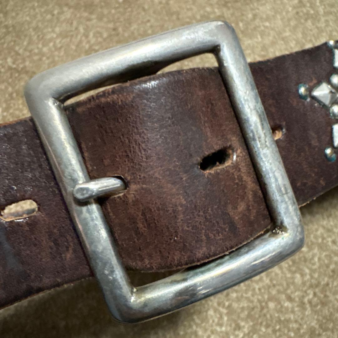 34inch ピーナッツ HTC レザースタッズベルト