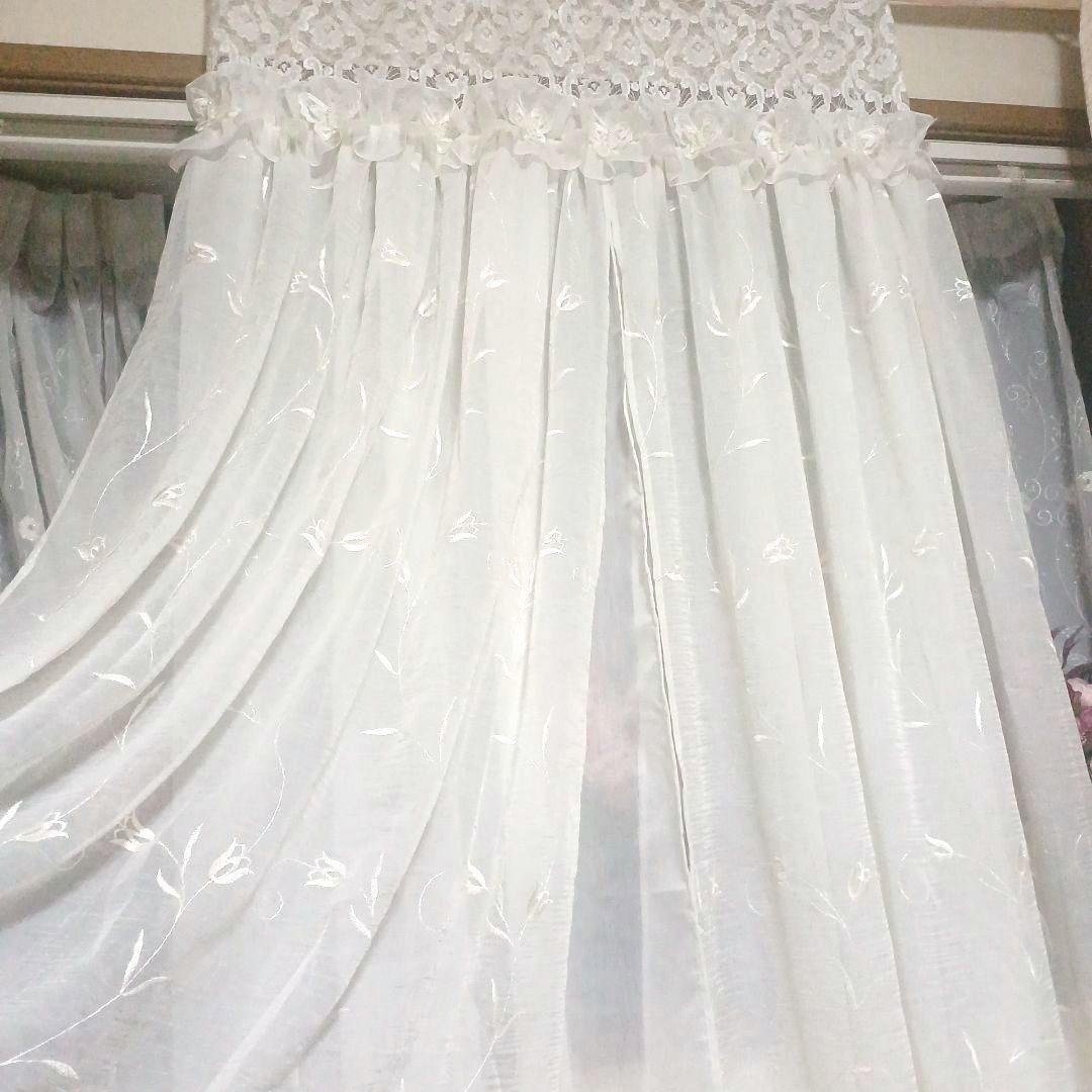 カフェカーテン【ピコ様オーダー品　トルコレース2枚重ねデザイン】ハンドメイド