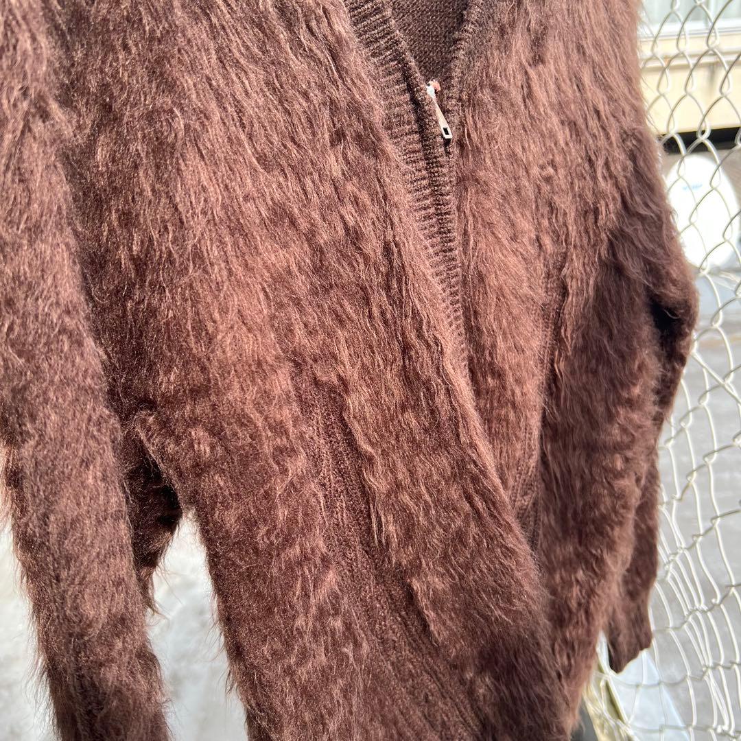 60s70s シャギーモヘアカーディガン　vintage 毛足長　ジッパー