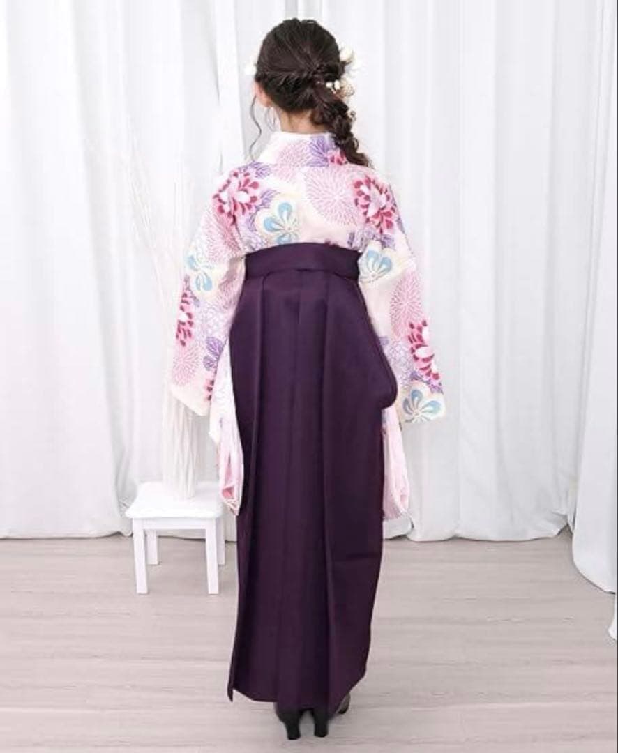 キョウエツ　女の子　卒業式　簡易袴3点セット　鞠菊に梅散らし