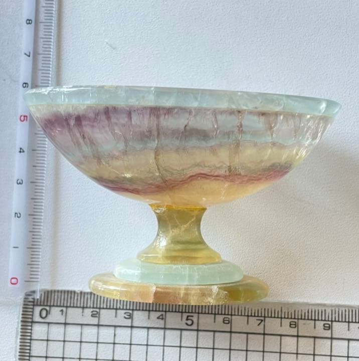 天然石　フローライト　脚つき皿