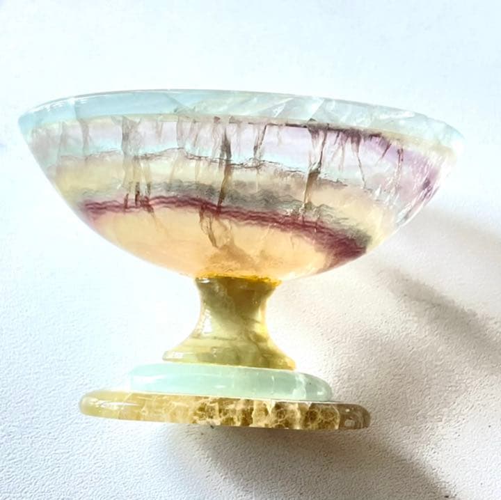 天然石　フローライト　脚つき皿