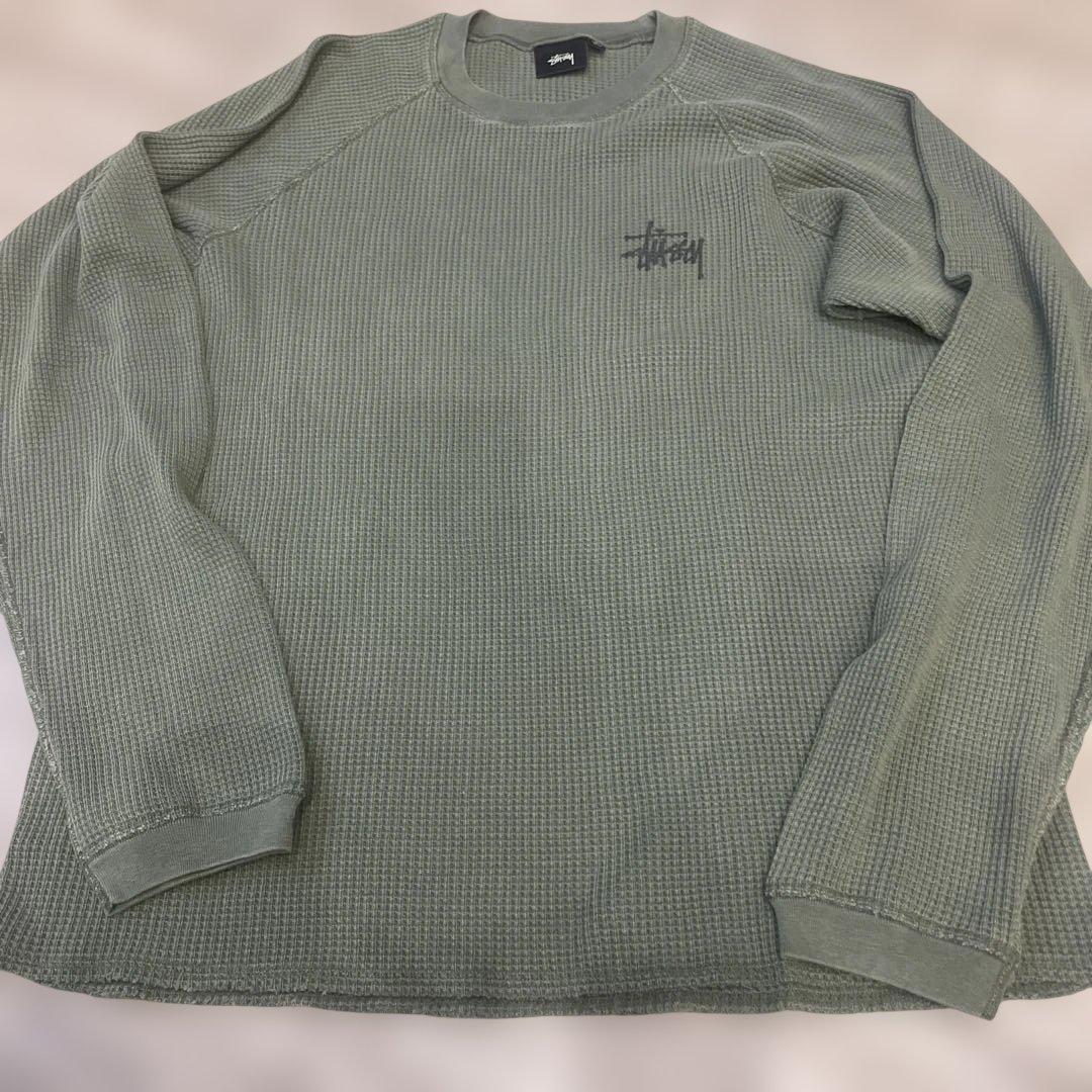 Stussy オリーブグリーン 長袖カットソー Lサイズ　サーマル