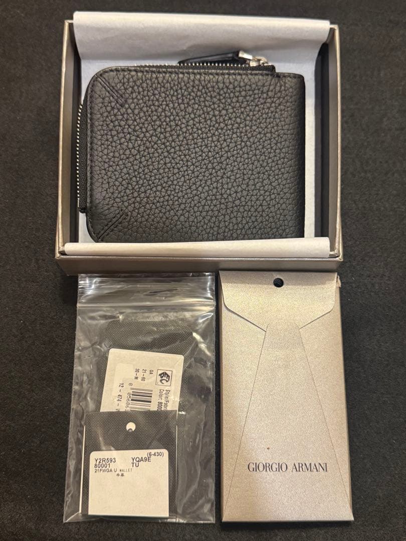 ジョルジオアルマーニ GIORGIO ARMANI 財布　牛革　ブラック　新品