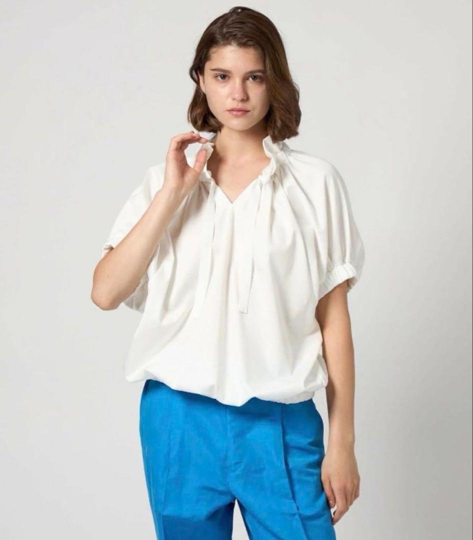 Drawer ドゥロワー　ギャザーカラーカットソー　ブラウス　今期