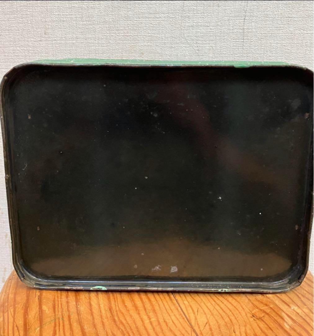 SALE 激レア　サイズ　アンティーク　ホーロー缶　ケーキ缶　グリーン