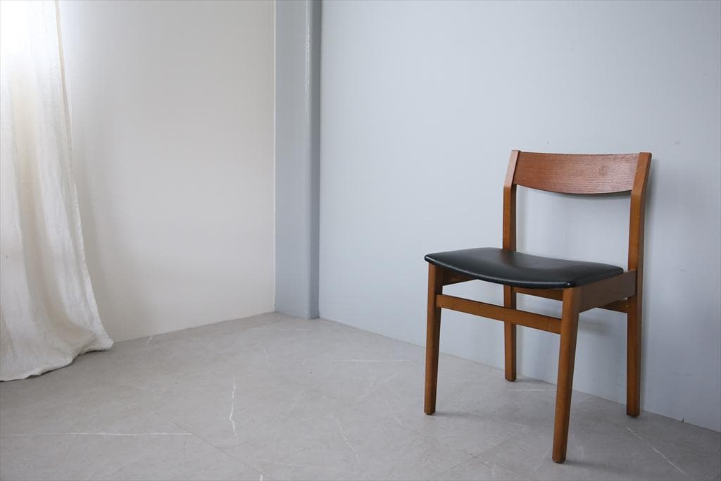 英国ヴィンテージチーク古木ダイニングチェア/椅子イス/モダン(92-259-4)