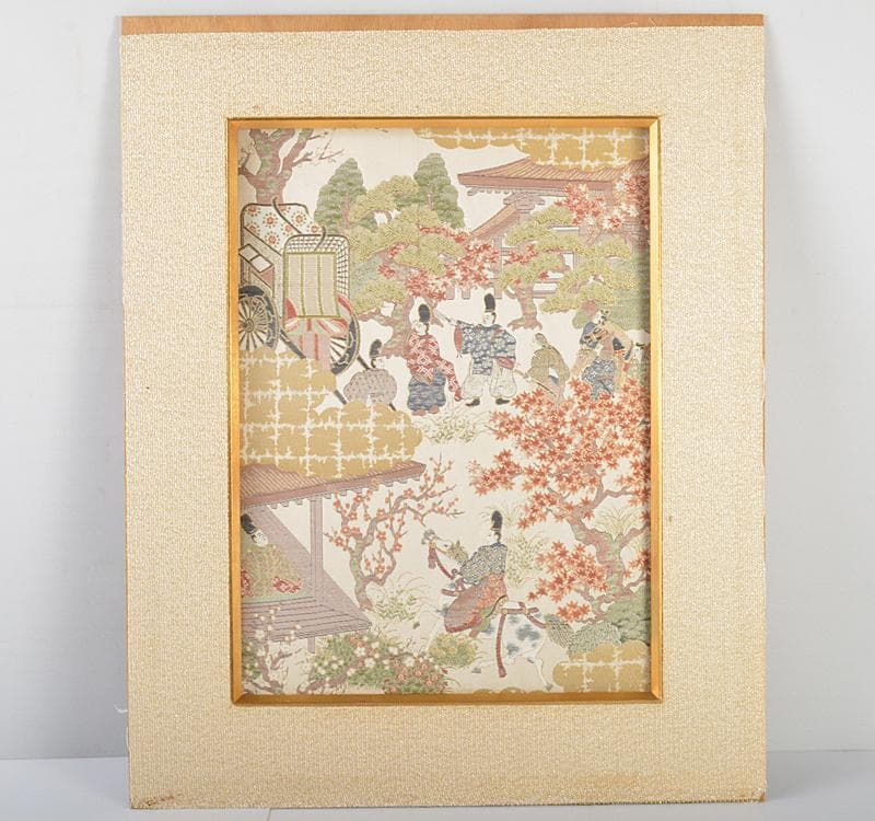 織額　京都西陣　長嶋成織物謹製　西陣織京額　平安絵巻　額装　C R4492C