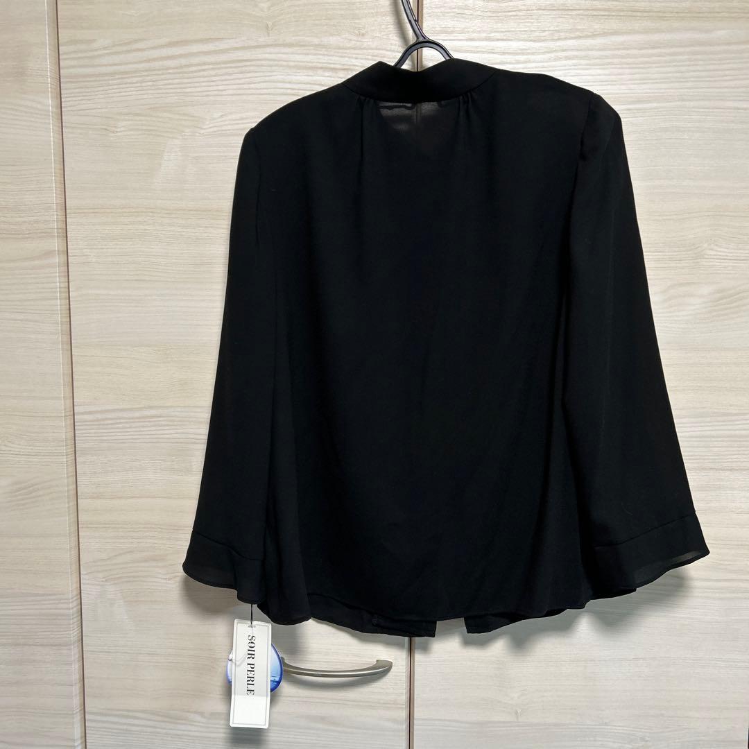 新品✴︎東京ソワール✴︎SOIR PERLEリボン付長袖ブラウス黒フォーマル春夏秋冬