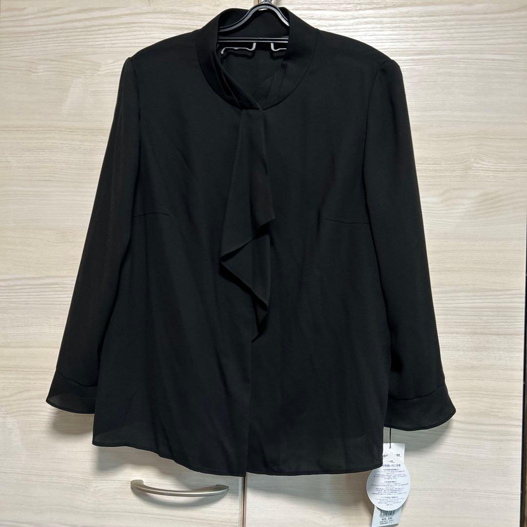 新品✴︎東京ソワール✴︎SOIR PERLEリボン付長袖ブラウス黒フォーマル春夏秋冬