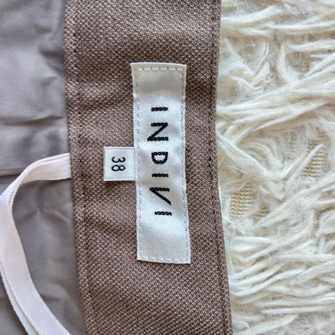 INDIVI 洗える ストレッチ ジャケット テーパードパンツ セット ブラウン