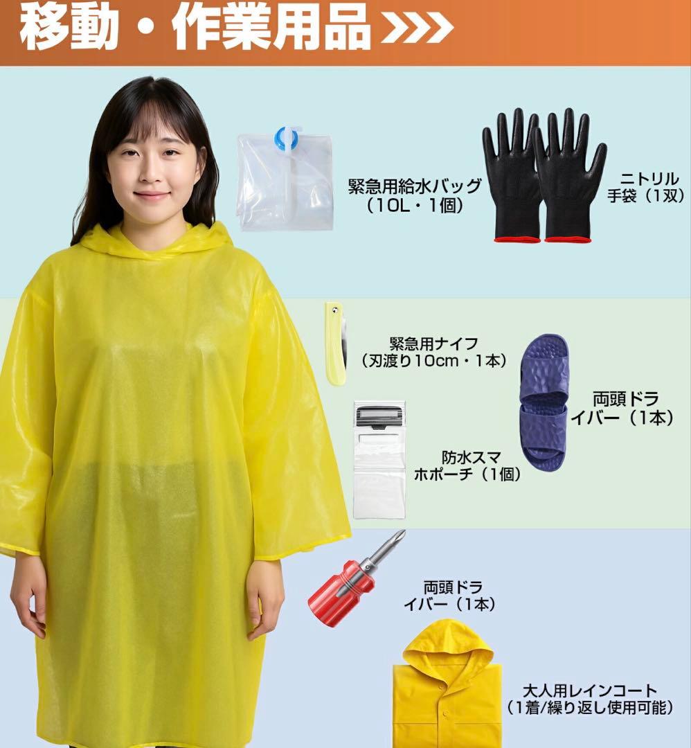 【新品】防災リュック 防災士監修 非常用持ち出しセット 47点セット 1人用