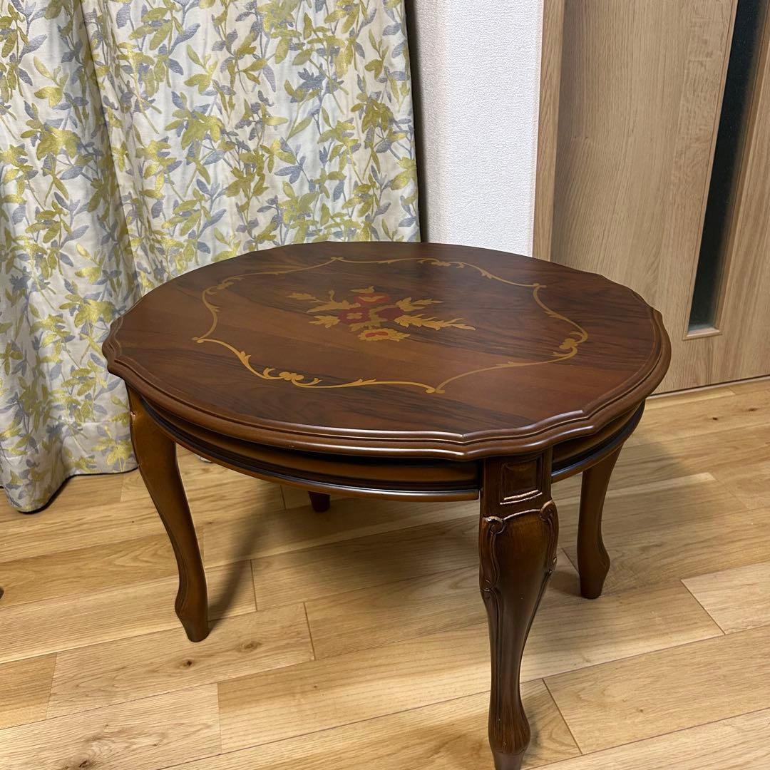 イタリア　象嵌　センターテーブル　サイドテーブル　猫脚　アンティーク