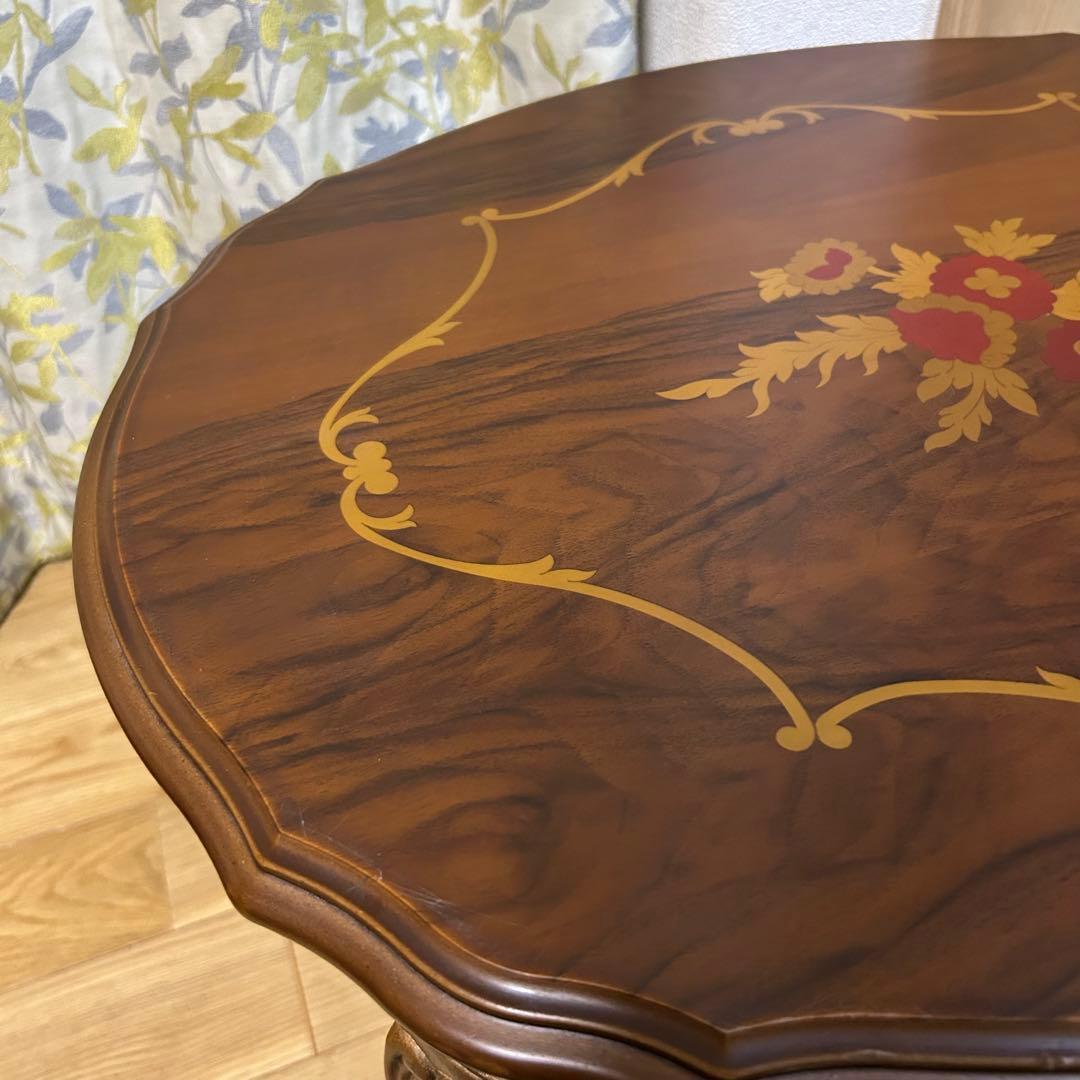 イタリア　象嵌　センターテーブル　サイドテーブル　猫脚　アンティーク