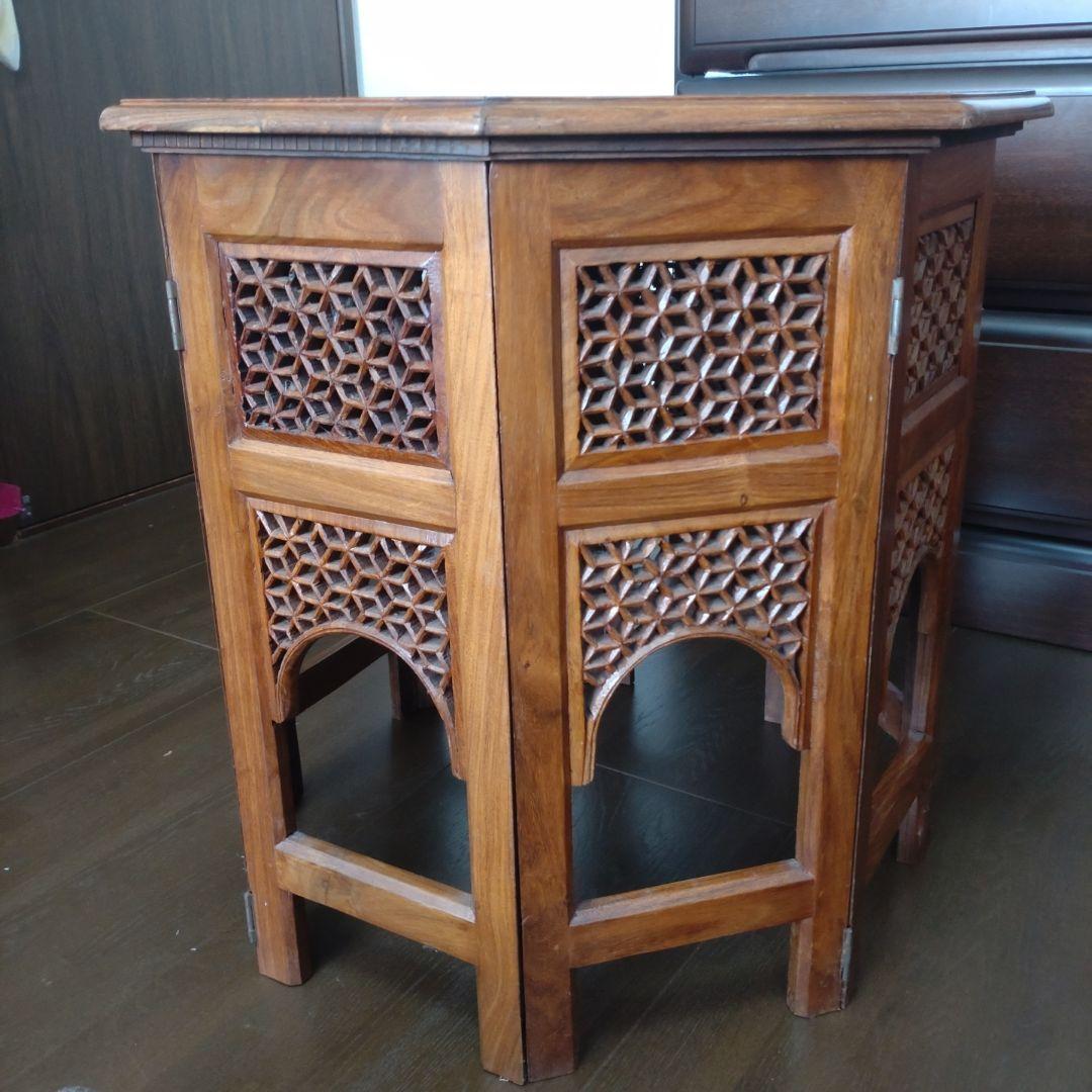 アジアンスタイル 八角形木製テーブル