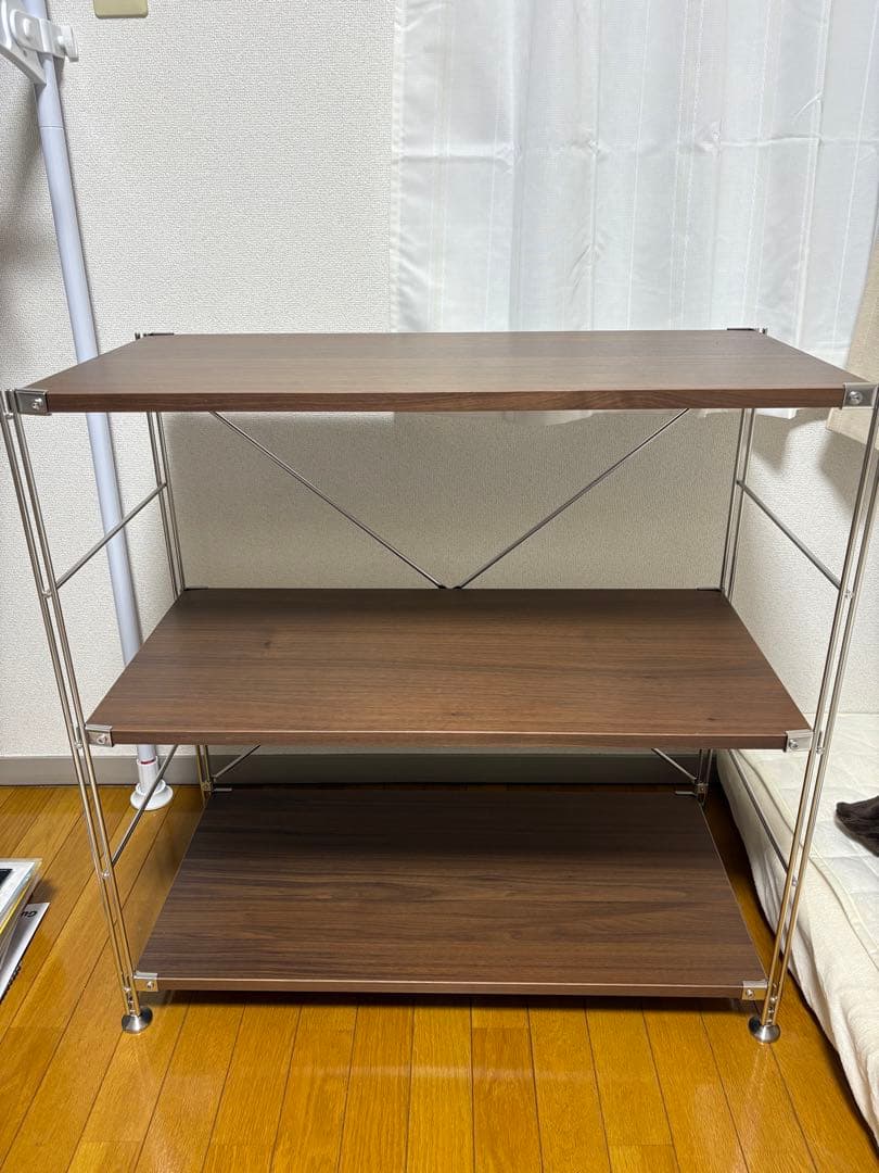 無印良品　ステンレスユニットシェルフ　ウォールナット材棚セット　ワイド　小