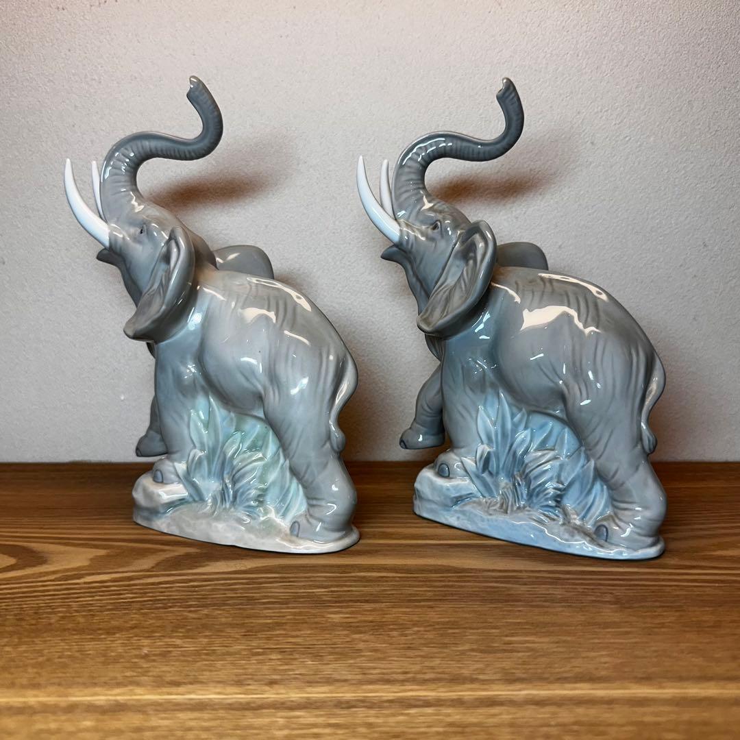 リヤドロ 像 Lladro Nao Elephant 像の置物 スペイン 雄叫び