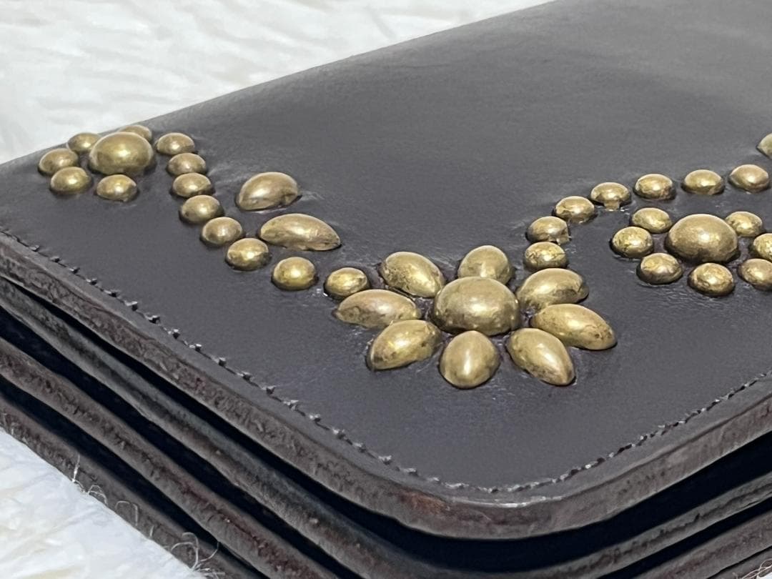 HTC ミディアムウォレット キーホルダー フラワーモチーフ ダークブラウン