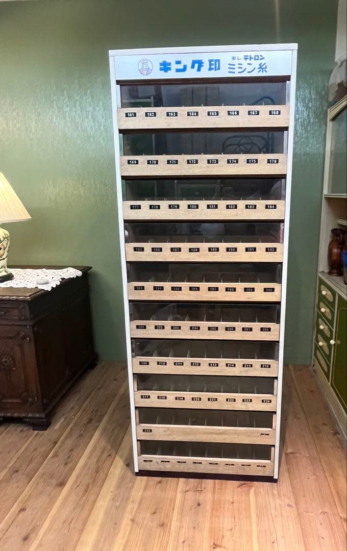 キング印 ミシン糸収納ケース 当時物 昭和レトロ 特大 インテリア アンティーク