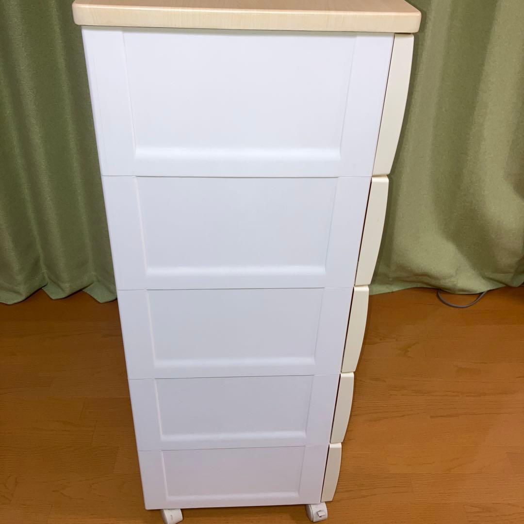 天馬　フィッツプラス　ホワイトチェスト 5段 引き出し付き