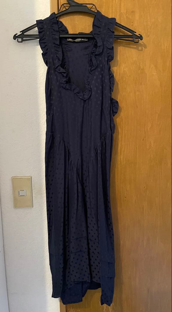 バレンシアガ シルクワンピース　ネイビー38サイズ