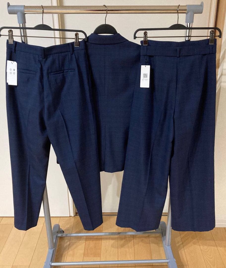 新品　未使用品　洗えるキレイスーツ　ブルーチェック　3点セット　AOKI