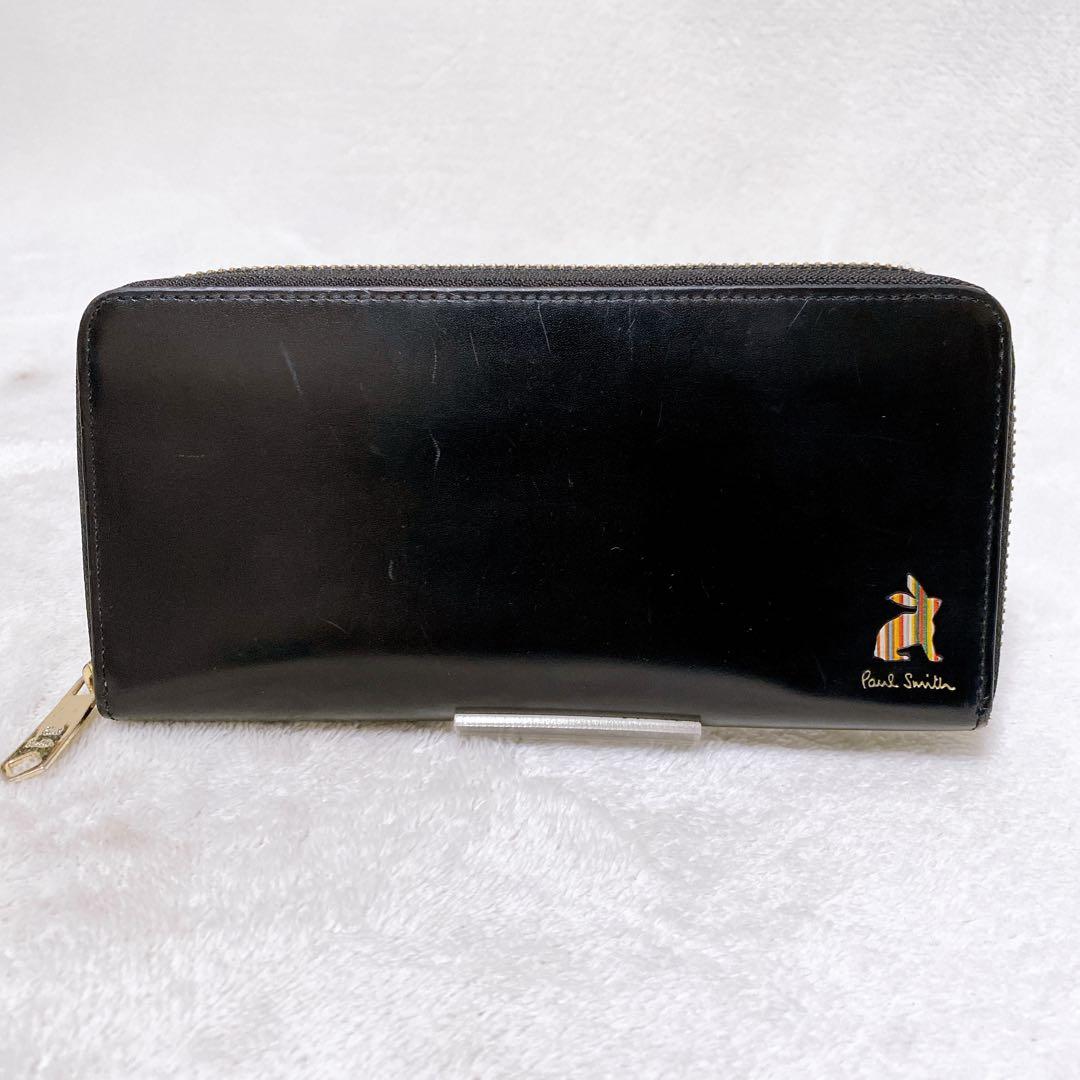PaulSmithポールスミス　ラウンドジップ長財布　ラビット　ブラック　レザー
