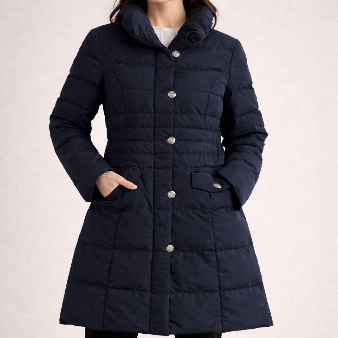 レリアン Leilian ダウンコート 濃紺 9号 上質 比翼 ロング 近年