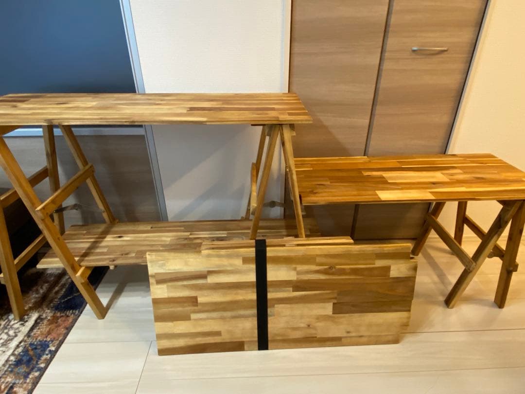 ビジョンピークス　アカシアキッチンラック＋オプションテーブル2点＋専用袋