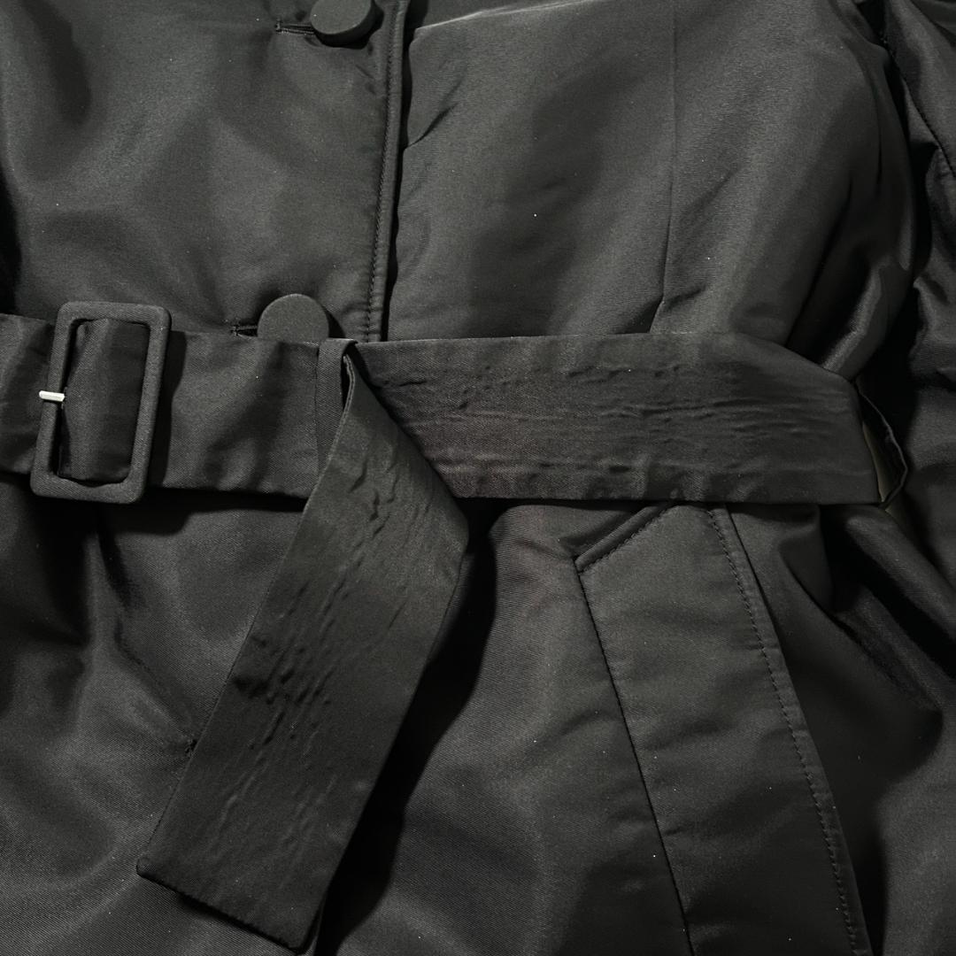 PRADA プラダ ナイロン ロングコート ステンカラーコート ブラック 36S