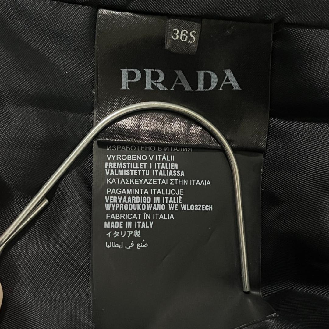 PRADA プラダ ナイロン ロングコート ステンカラーコート ブラック 36S