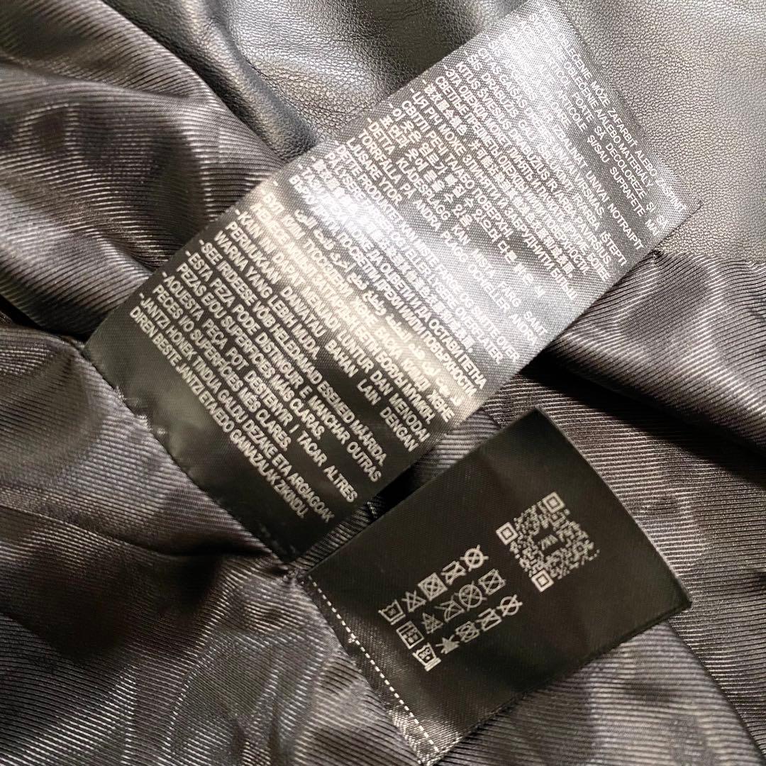 美品　ZARA フェイクレザー　マキシ丈ロングコート　ベルト　黒　トレンチ