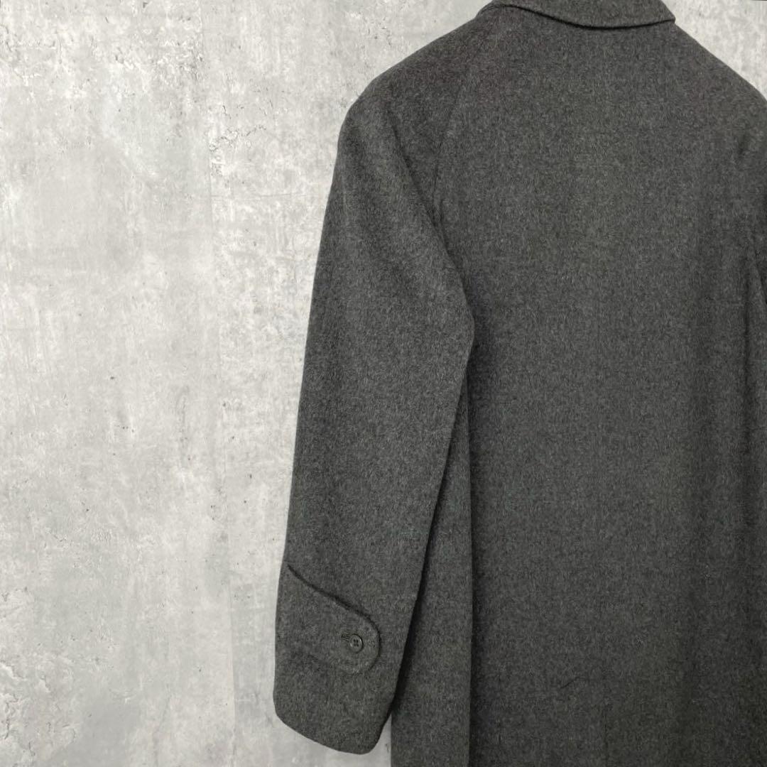 【英国製】アクアスキュータム ピュアラムウール グレー 比翼 ステンカラーコート