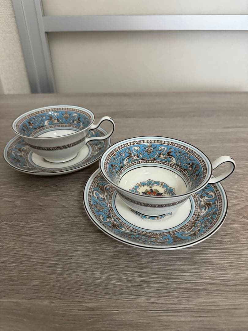 ウェッジウッド フロレンティーンターコイズ カップ&ソーサー 2客