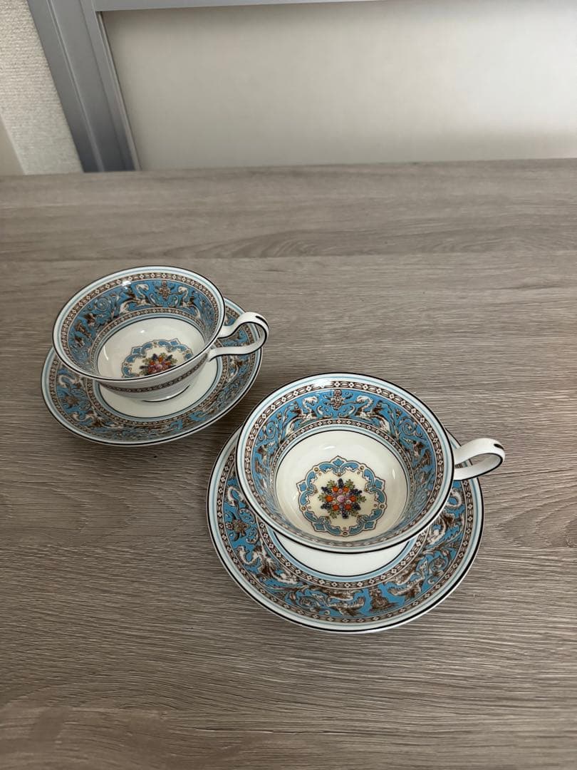 ウェッジウッド フロレンティーンターコイズ カップ&ソーサー 2客