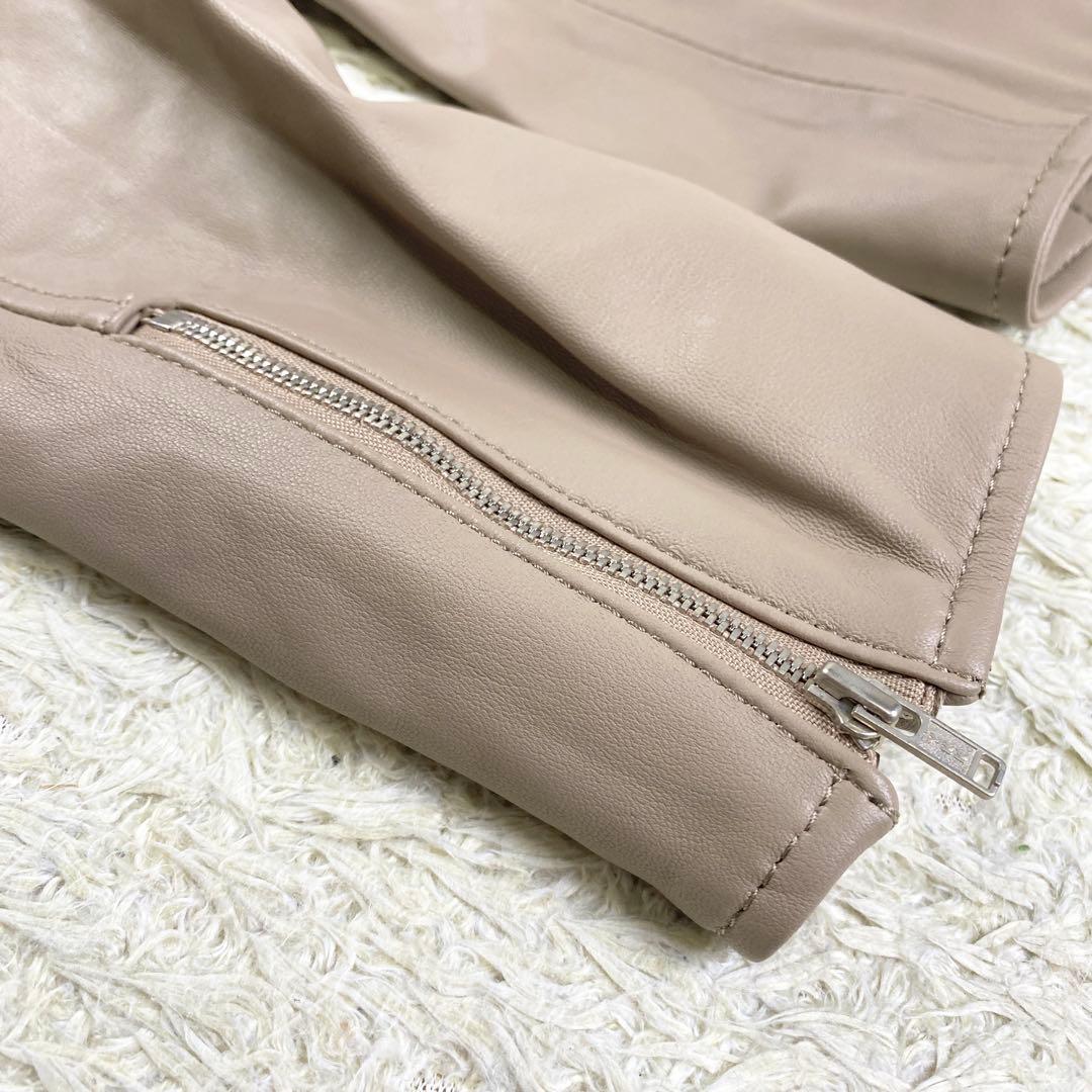 【新品未使用】23区 ライダースジャケット ラムレザー ダブル 38 ベージュ