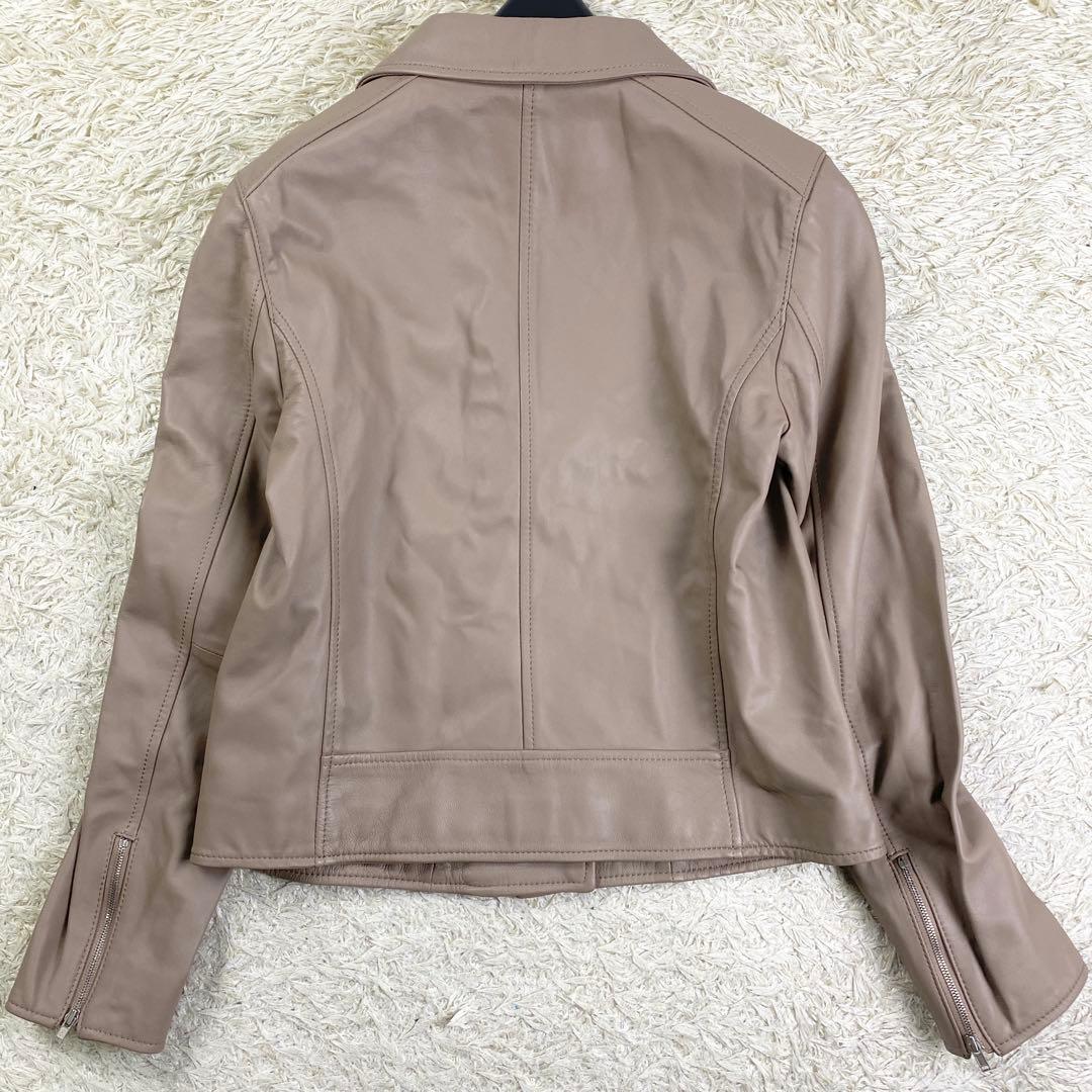 【新品未使用】23区 ライダースジャケット ラムレザー ダブル 38 ベージュ
