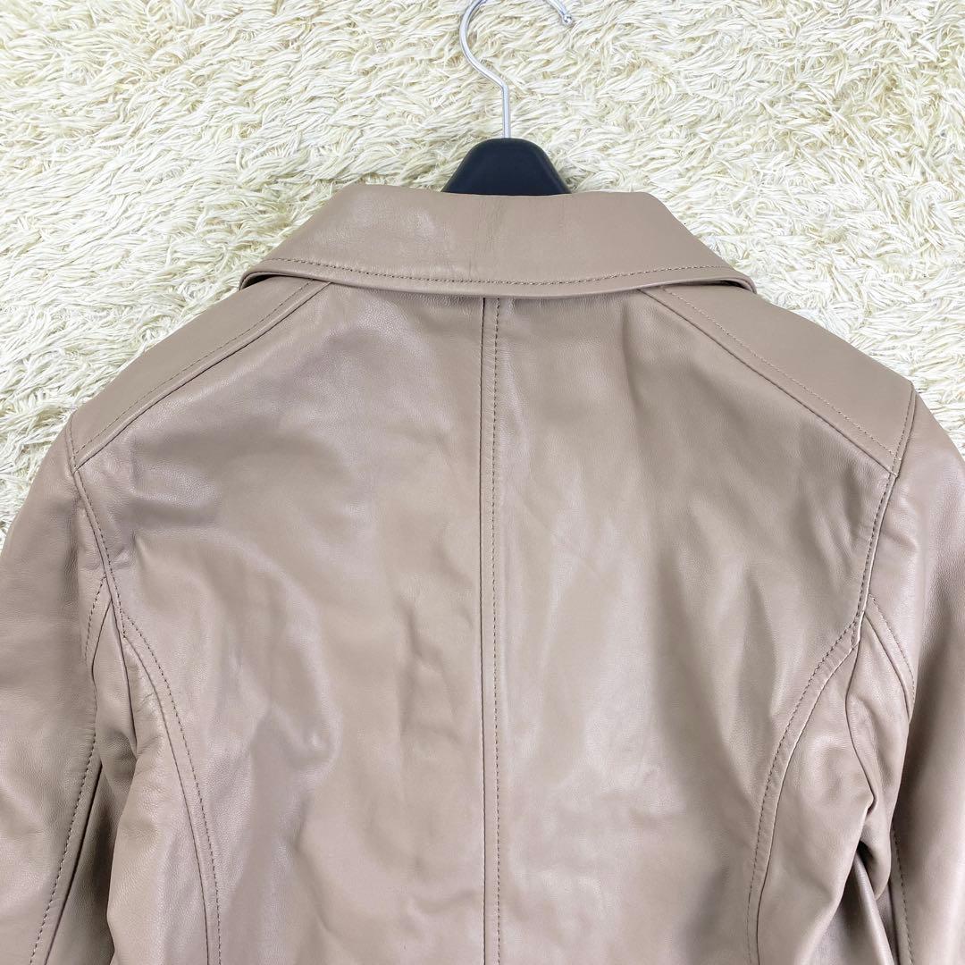 【新品未使用】23区 ライダースジャケット ラムレザー ダブル 38 ベージュ
