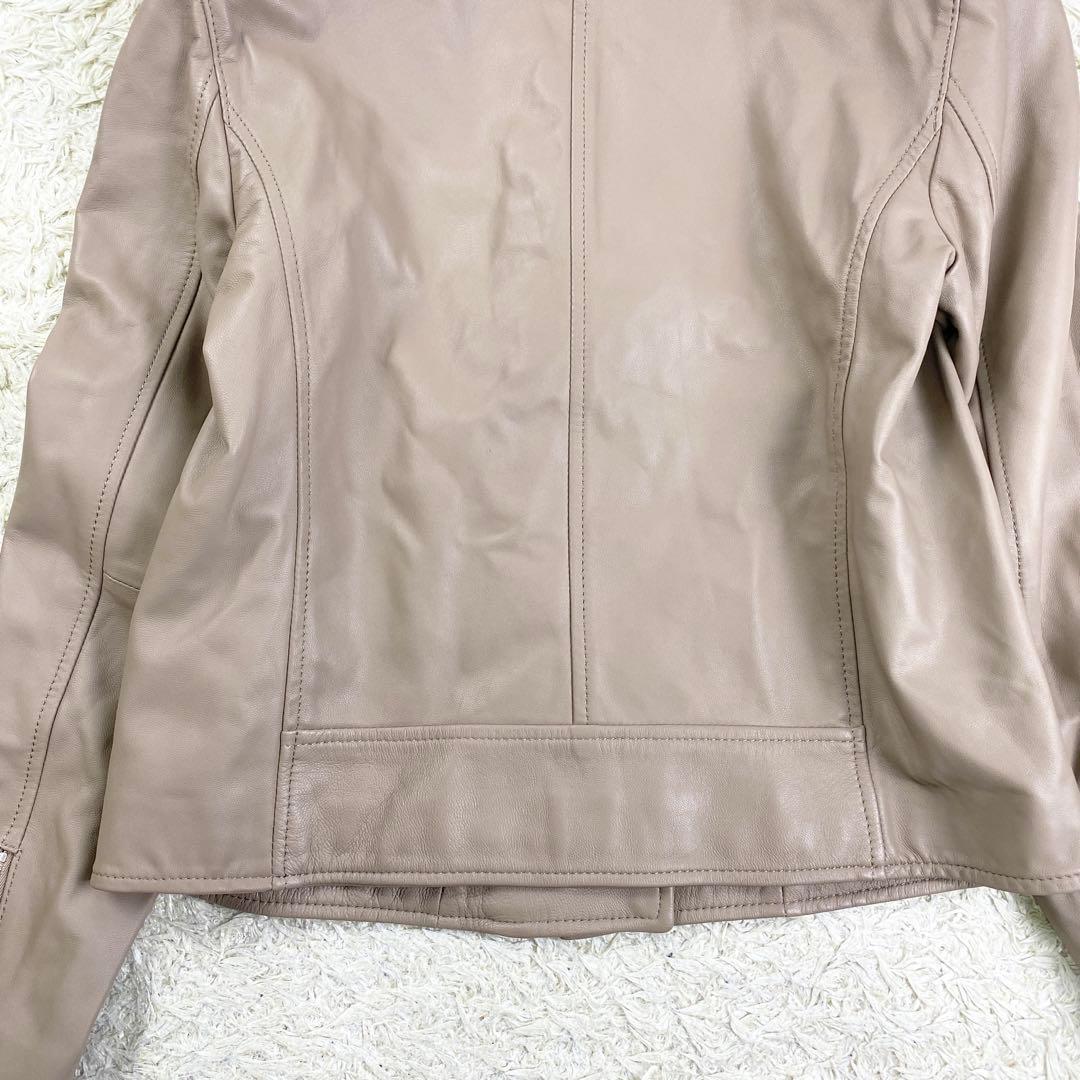 【新品未使用】23区 ライダースジャケット ラムレザー ダブル 38 ベージュ