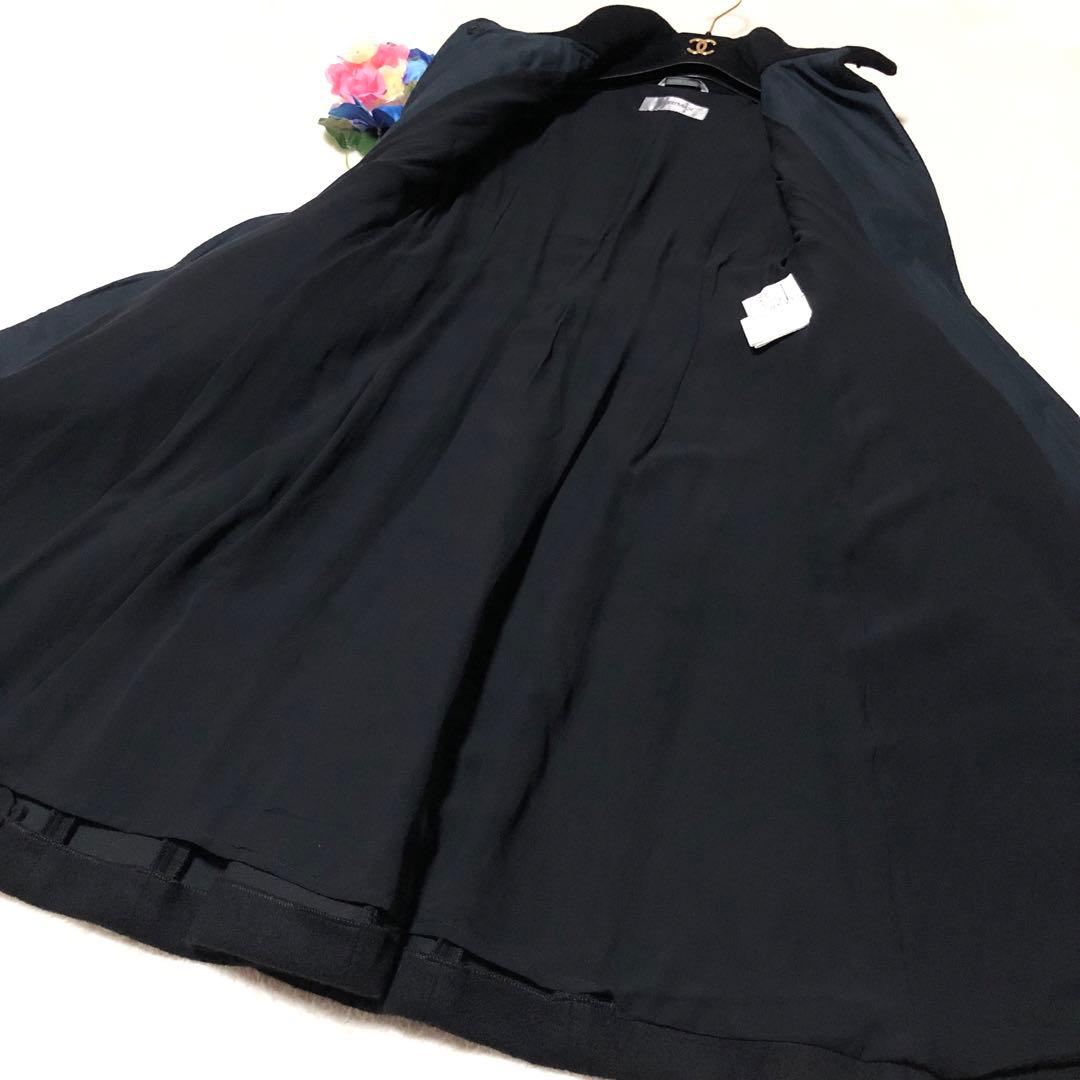未使用級　スポーツマックス　チェスターコート　ブローチ　ウール　ロング　黒　38