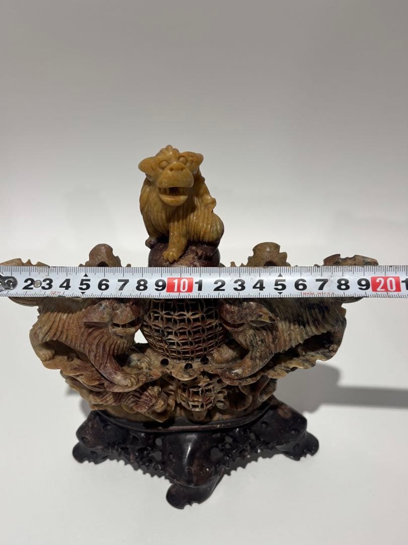 中国/獅子香炉/三頭の獅子/精密技工　/香炉（977）