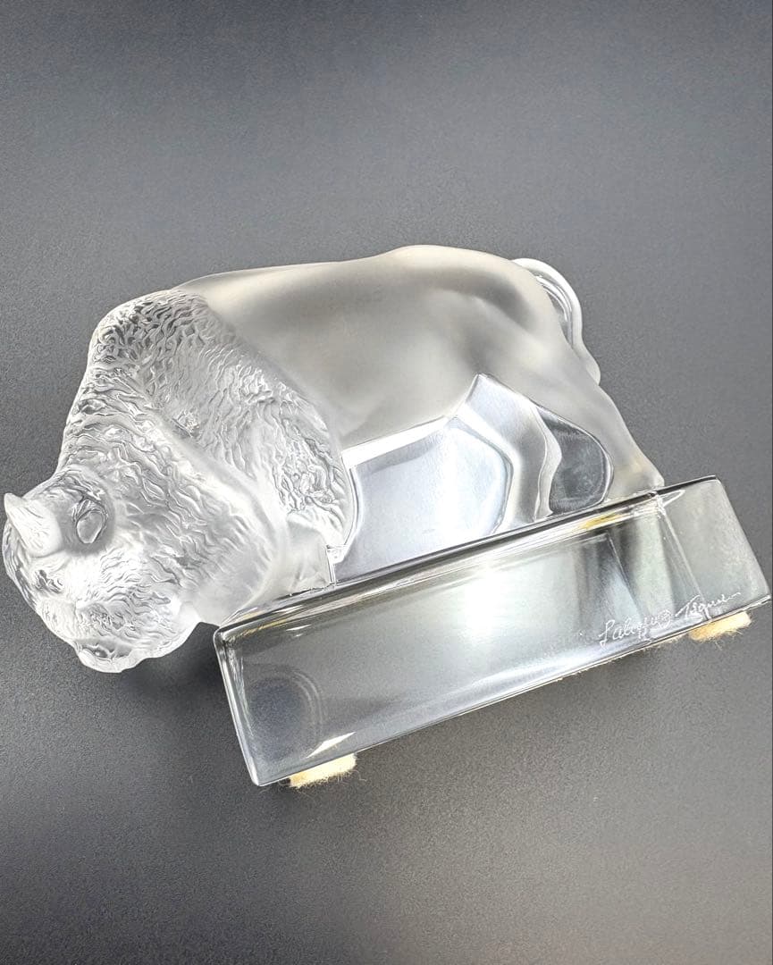 【希少】LALIQUE ルネ・ラリック　バイソン　彫像　ペーパーウエイト　置物