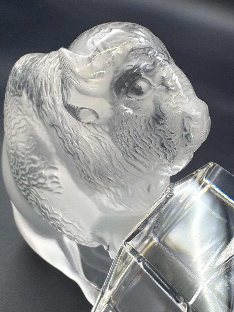 【希少】LALIQUE ルネ・ラリック　バイソン　彫像　ペーパーウエイト　置物