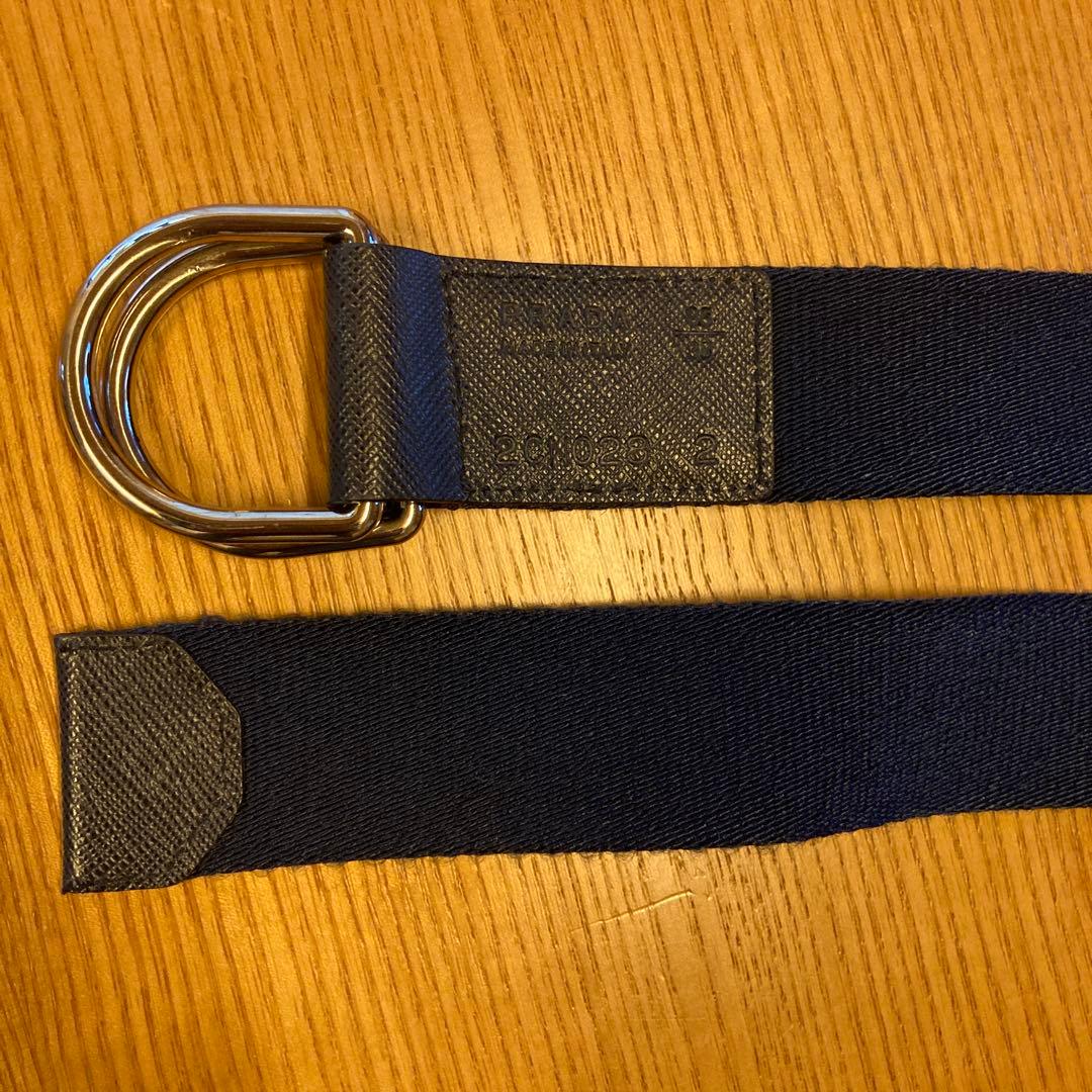 PRADA ネイビー ナイロン Dリングベルト