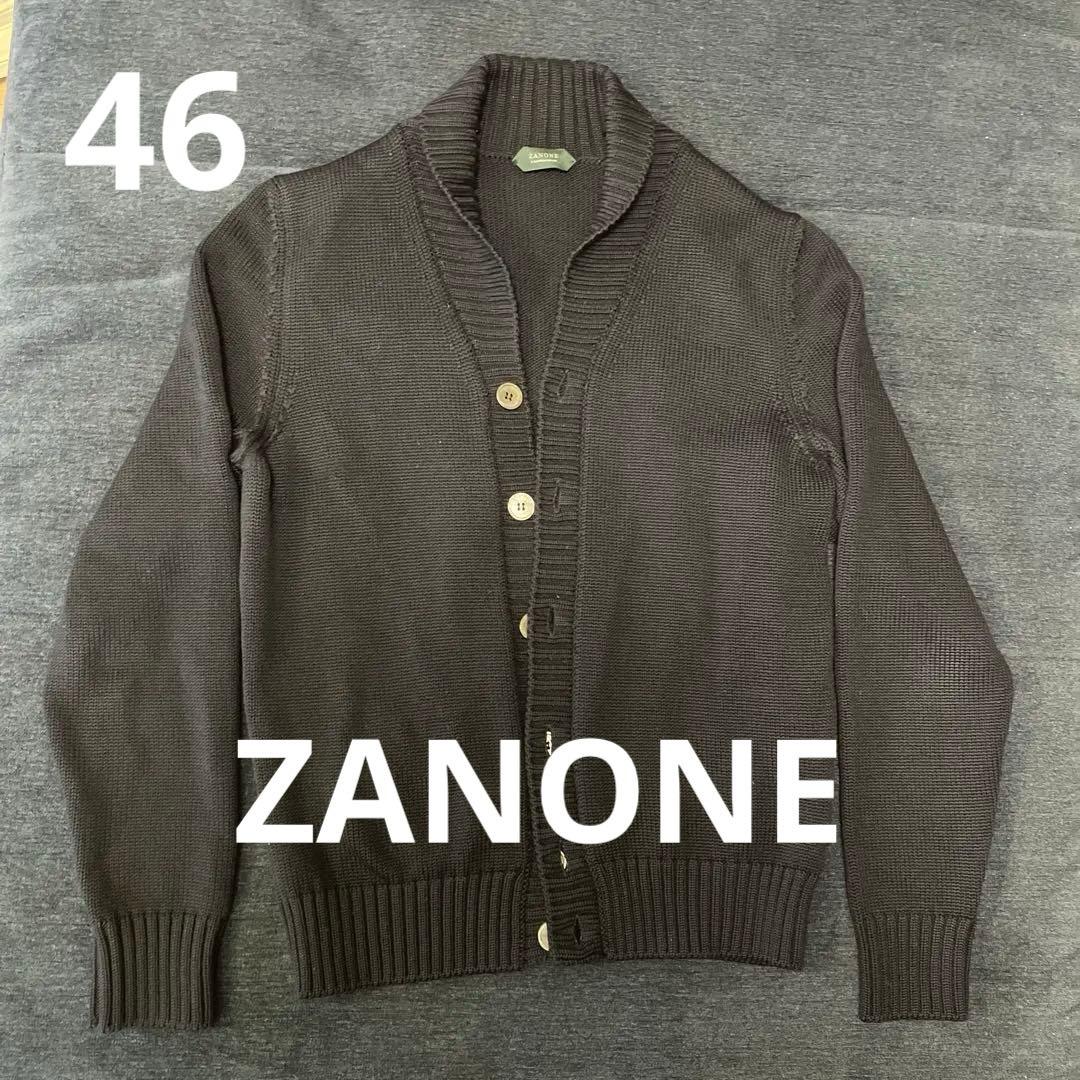 ZANONE ネイビー ショールカラーニットカーディガン　46